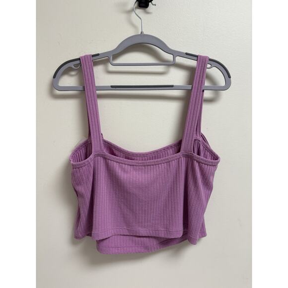 Anthropologie Ribbed Tie Strap Crop Tank Top Lavender Purple Women XL - Picture 2 of 7